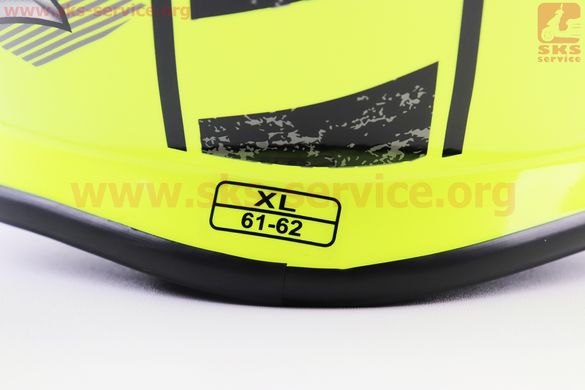 Фото товара – Шлем кроссовый/эндуро/АТV HF-116 XL 61-62см (наш замер 57-58см М), ЧЕРНЫЙ матовый с зеленым рисунком Z34-Y
