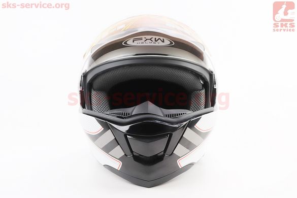 Фото товара – Шлем модуляр, закрытый с откидным подбородком+откидные очки HF-119 L, БЕЛЫЙ глянец с чёрно-серым рисунком Z51
