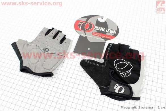 Фото товара – Перчатки без пальцев M с мягкими вставками под ладонь, чёрно-серые