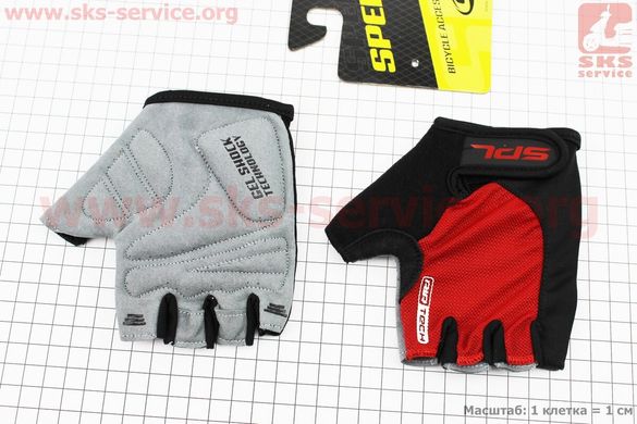 Фото товару – Перчатки без пальців S з гелевими вставками під долоню, чорно-червоні SBG-1457