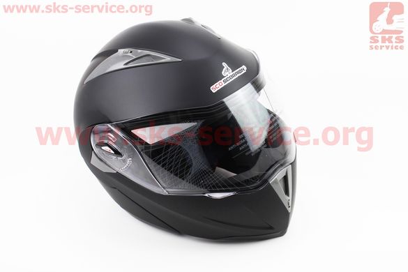 Фото товара – Шлем модуляр, закрытый с откидным подбородком+откидные очки BLD-158 S (55-56см), ЧЁРНЫЙ матовый