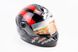 Шлем закрытый HF-122 XL- ЧЕРНЫЙ глянец с красно-белым рисунком Q239, фото – 1