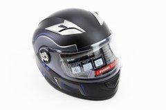 Фото товара – Шлем закрытый 830 XS- ЧЕРНЫЙ матовый с сине-серым рисунком