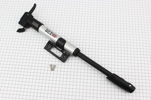 Фото товару – Насос пластмасовий з Т-ручкою, окремо під штуцера Schrader&Presta, чорно-сірий HP-13