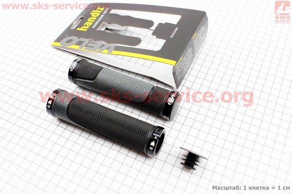 Фото товару – Ручки керма 130мм з затискачем Lock-On з двох сторін, чорно-сірі VLG-776