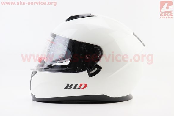 Фото товара – Шлем интеграл, закрытый (сертификация DOT)+откидные очки BLD-М66 S (55-56см), БЕЛЫЙ глянец