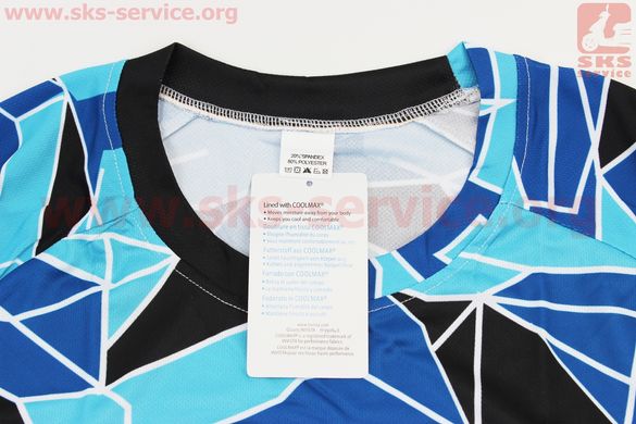 Фото товару – Футболка (Джерсі) чоловіча L-(Polyester 80% / Spandex 20%), короткі рукави, вільний крій, біло-синьо-чорна, НЕ оригінал
