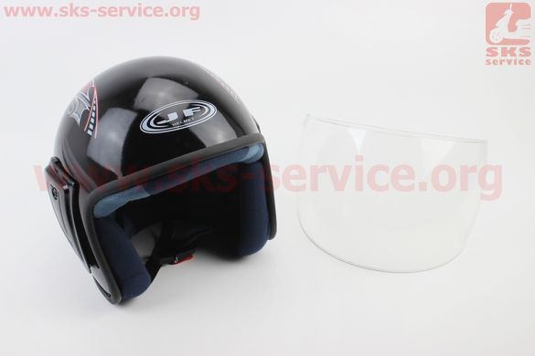 Фото товара – Шлем открытый HK-215 - ЧЕРНЫЙ с рисунком красно-серым, тип 5 (возможны дефекты покраски)