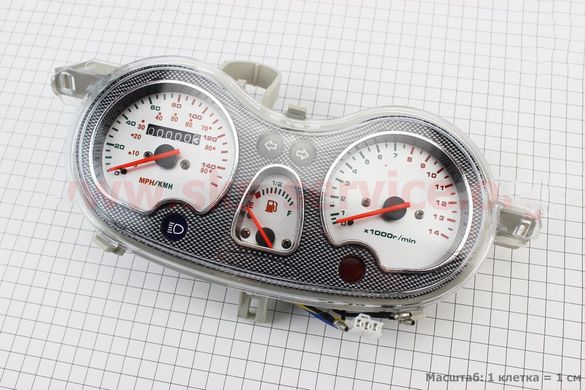 Фото товару – Спідометр з тахометром 140км/год, вид 3