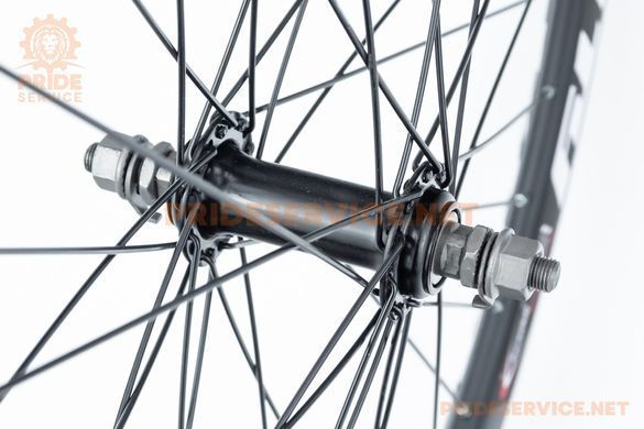Фото товару &ndash; Колесо 26" переднє V-brake, обід "крапля" алюмінієвий, втулка 14Gx36H, кріпл. гайка, "GRAVITY"