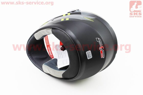 Фото товара – Шлем закрытый 830 XS- ЧЕРНЫЙ матовый с салатово-серым рисунком