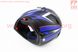 Шлем модуляр, закрытый с откидным подбородком+откидные очки BLD-158 S (55-56см), ЧЁРНЫЙ матовый с сине-серым рисунком, фото – 4