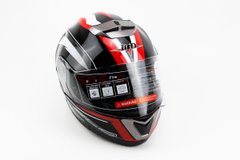 Фото товара – Шлем закрытый с откидным подбородком+очки BLD-160 S- ЧЕРНЫЙ с рисунком красно-белым