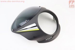 Фото товара &ndash; УЦЕНКА CB125-250 (Viper-125J) пластик - обтекатель фары круглой + ветровик, ЧЕРНЫЙ матовый (дефекты покраски, см. фото)
