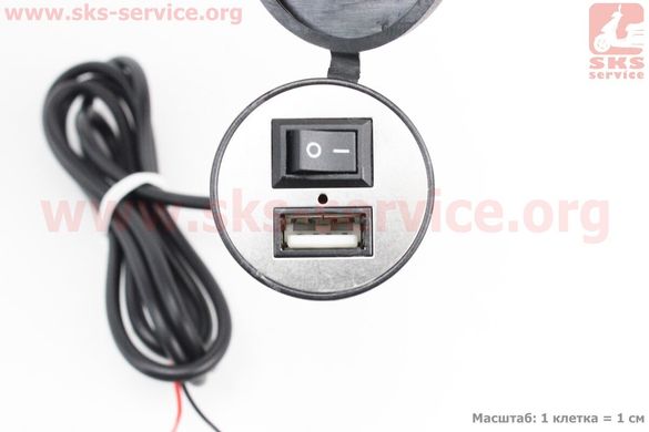 Фото товара – Зарядка USB универсальная на 1 выход, с кнопкой вкл/выкл (крепление в пластик/на руль)