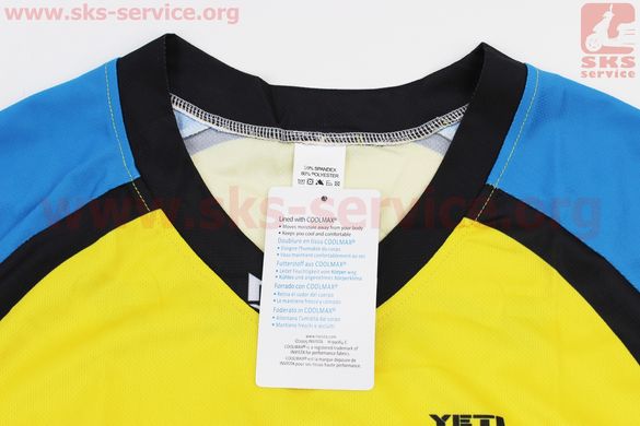 Фото товару – Футболка (Джерсі) чоловіча L-(Polyester 80% / Spandex 20%), короткі рукави, вільний крій, жовто-синьо-чорна, НЕ оригінал