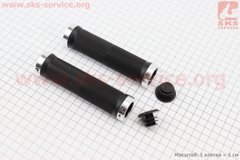 Фото товара – Ручки руля 130мм с зажимом Lock-On с двух сторон, чёрно-серебристые FL-426