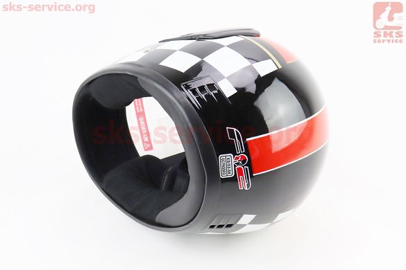 Фото товара – Шлем интеграл, закрытый 825-1 XS, ЧЁРНЫЙ с красной полосой (возможны царапины, дефекты покраски), тип 1
