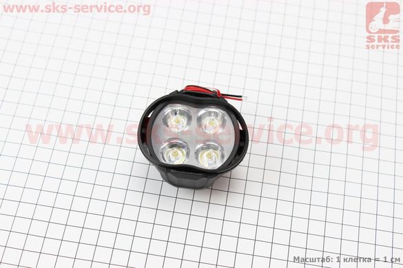 Фото товару – Фара додаткова світлодіодна вологозахисна - 4 LED з кріпленням, 65*50мм