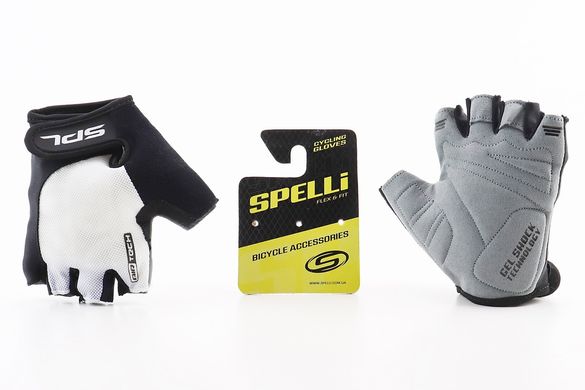 Фото товара – Перчатки без пальцев S с гелевыми вставками под ладонь, чёрно-белые SBG-1457