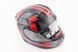Шлем модуляр, закрытый с откидным подбородком+откидные очки BLD-162 М (57-58см), ЧЁРНЫЙ матовый с красно-серым рисунком, фото – 1