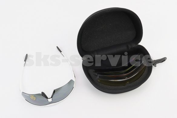 Фото товара – Очки с набором для ухода, сменные линзы 5шт, в жёстком чехле, белые SGL-V08