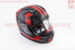 Фото товара – Шлем закрытый с откидным подбородком+очки BLD-162 S- ЧЕРНЫЙ матовый с серо-красным рисунком