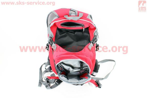 Фото товара – Рюкзак влагозащитный 20 литр., с отсеком для шлема, чехлом от дождя, вентилируемые накладки на спину, светоотражающие полосы, красный COMFORT SBP-059