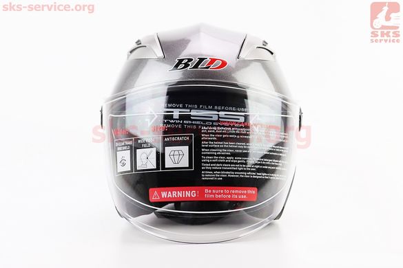 Фото товара – Шлем открытый+откидные очки BLD-708 М (57-58см), СЕРЫЙ глянец