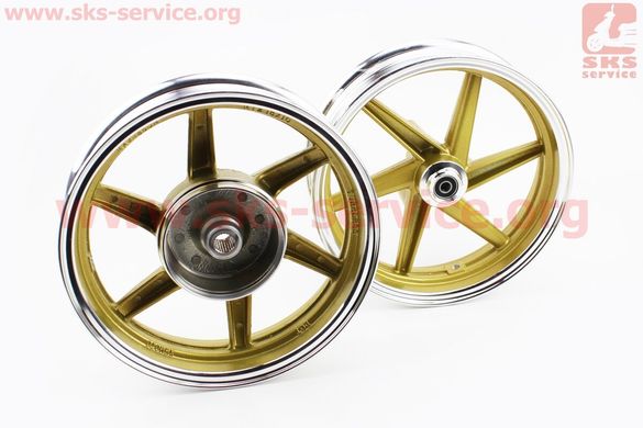 Фото товара – Диск колесный ЛИТОЙ задний + передний (диск. торм.) Honda DIO, золотистые