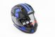 Шлем закрытый с откидным подбородком (сертификации DOT / ECE) + откидные очки SCO-162 S- ЧЕРНЫЙ матовый с сине-серым рисунком, фото – 1