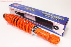 Фото товара – Амортизатор задний GY6/Honda - 320мм*d55мм (втулка 10мм / вилка 8мм) регулир., оранжевый с паутиной
