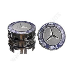 Фото товара – Заглушка колесного диска Mercedes 75x70 серый ABS пластик (4шт.) с колоском 50034