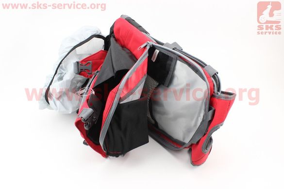Фото товару – Рюкзак вологозахисний 20 л, з гідратором 1.5л, відсіком для шолома, чохлом від дощу, вентильовані накладки на спину, червоний COMFORT Hydro SBP-059