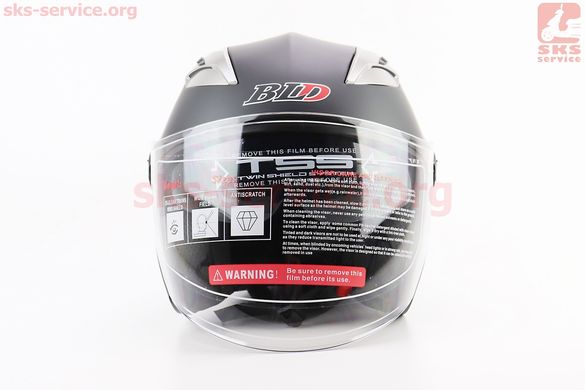 Фото товара – Шлем открытый+откидные очки BLD-708 М (57-58см), ЧЁРНЫЙ матовый