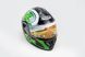 Шлем закрытый HF-122 XL- ЧЕРНЫЙ глянец с бело-зеленым рисунком Q100G, фото – 1