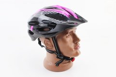 Фото товара – Шлем велосипедный L (54-62 см) съёмный козырёк, 21 вент. отверстий, чёрно-розово-белый