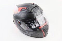 Фото товара – Шлем интеграл, закрытый+очки BLD-М61 М (57-58см), ЧЁРНЫЙ матовый с красно-серым рисунком