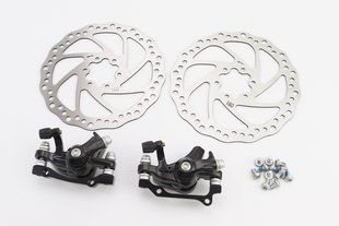 Фото товара &ndash; Тормоз Disk-brake передний (F160/R140мм)+задний (F180/R160мм), диски 160мм, крепл. 6 болтов, чёрный DX-2007