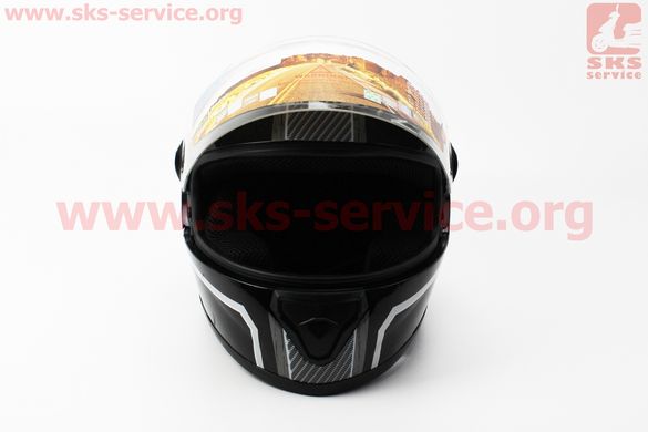Фото товара – Шлем закрытый HF-112 S- ЧЕРНЫЙ глянец с бело-серым рисунком Q217