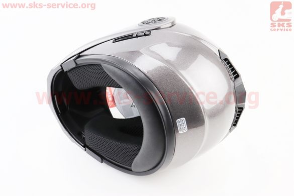Фото товара – Шлем модуляр, закрытый с откидным подбородком+откидные очки BLD-159 S (55-56см), СЕРЫЙ глянец