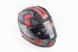 Шлем закрытый с откидным подбородком (сертификации DOT / ECE) + откидные очки SCO-162 S (55-56см), ЧЕРНЫЙ матовый с красно-серым рисунком, фото – 1