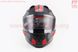 Шлем закрытый с откидным подбородком (сертификации DOT / ECE) + откидные очки SCO-162 S (55-56см), ЧЕРНЫЙ матовый с красно-серым рисунком, фото – 7