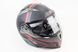 Шлем модуляр, закрытый с откидным подбородком+откидные очки BLD-158 М (57-58см), ЧЁРНЫЙ матовый с красно-серым рисунком, фото – 1