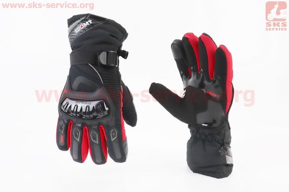 Фото товара – Перчатки мотоциклетные, теплые L-Чёрно-Красные