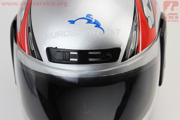 Фото товара – УЦЕНКА Шлем закрытый HF-101 S- СЕРЫЙ с красно-черным рисунком Q23-R (сломан воздухозаборник)