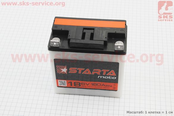 Фото товара – Аккумулятор 6V18Ah 3MTC-18 кислотный (L140*W75*H140mm), плоская клемма, "STARTA"