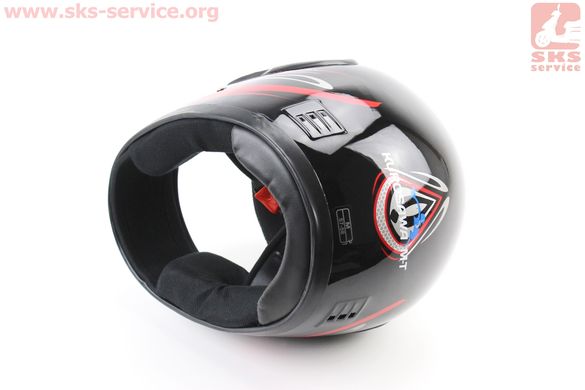 Фото товара – УЦЕНКА Шлем закрытый HF-101 М- ЧЕРНЫЙ с красно-серым рисунком Q233-R (сломан воздухозаборник)