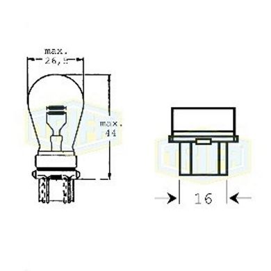 Фото товару – Лампа автомобільна Лампа для стоп-сигнала та задньої фари Trifa 12V 27/7W W2,5x16q