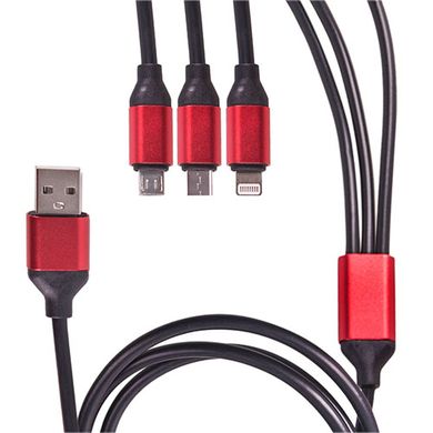 Фото товару – Кабель 3 в 1 USB - Micro USB/Apple/Type C (Black)